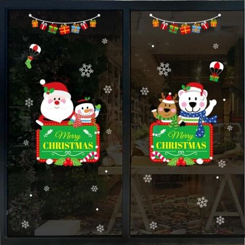 Christmas snowflakeSanta Claus Snowman Glass Door Sticker Wall Sticker decals children bedroom Decoration wall Decals
