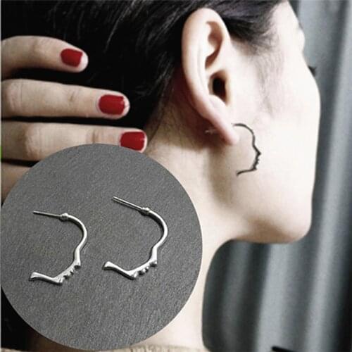 Retro Metal Alloy Fashion Abstract Art Earrings Face Silhouette Art Small Earrings Fashion Trend Earrings For Women Bijoux 2020