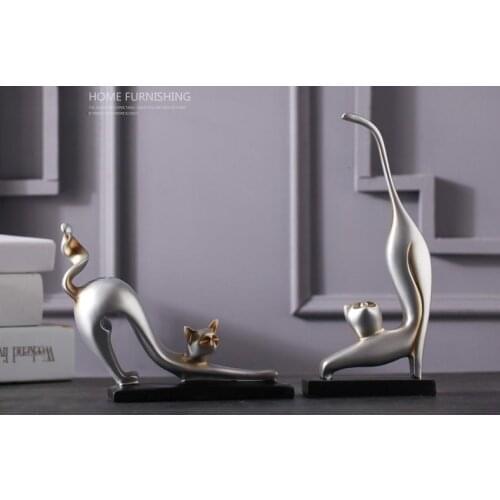 Modern Cat Sculpture Abstractive Resin Kitten Figurine Little Animal Handicraft Embellishment Trappings Ornament Accessories