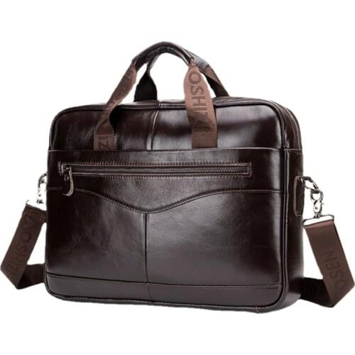 LAOSHIZI NEW Mens Briefcase Male Genuine Leather Men Bags Messenger Bag Leather Laptop Bag for Men Computer/ Document Bags
