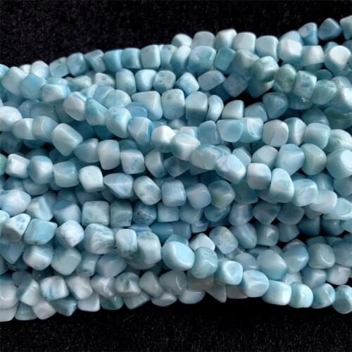 Veemake Blue Larimar Necklace Bracelets Earrings Ring Irregular Nugget Beads For Jewelry Making Natural Gemstone Crystal 06333