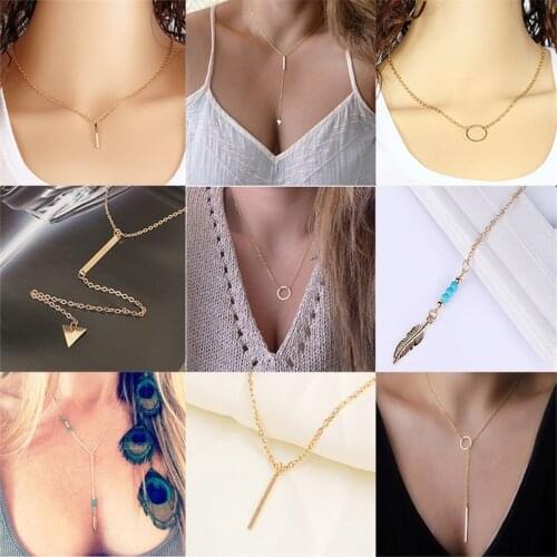 YOBEST New fashion holiday Seaside resort beach jewelry crystal triangle water round drop shape chains necklace