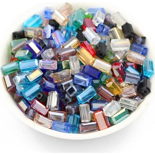 ZHBES 4x8MM 50pcs AB Color Rectangle Austrian Crystal Square Spacer Loose Beads For DIY Jewelry Making Bracelet Accessories