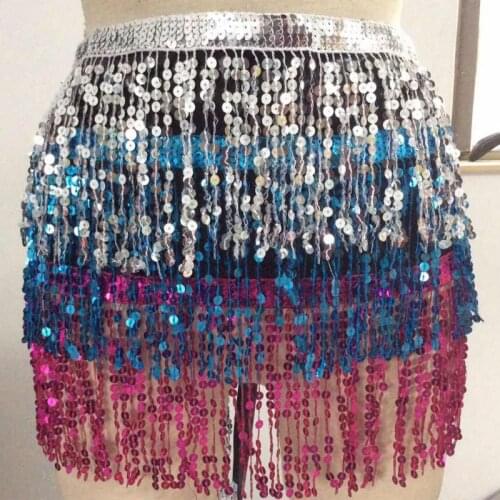 Women Belly Dance Hip Scarf Performance Outfits Skirt Festival Clothing Tassels Fringes Hip Scarf W4