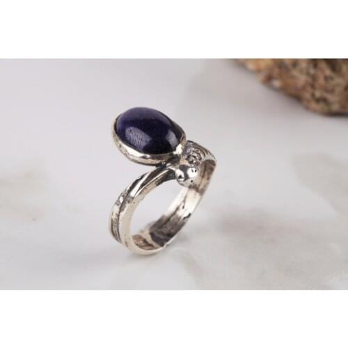 UM US JEWELRY Lapis Natural Gemstone 925 Sterling Silver Women 'S Ring