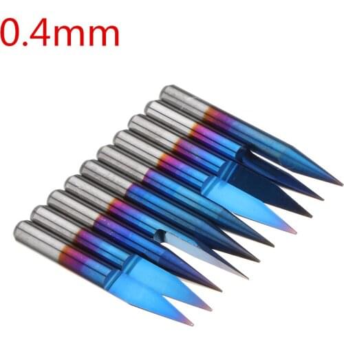 10pcs 3.175mm Blue Coating PCB 3D Milling Cutter 10/15/20/25 Degrees Tungsten Carbide V Shape Engraving Bit CNC Router Tool