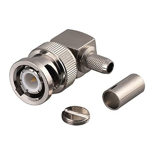 10PCS BNC Male Right Angle RF Connector Crimp RG142 RG223 LMR195 50-3DFB RG58 Cable