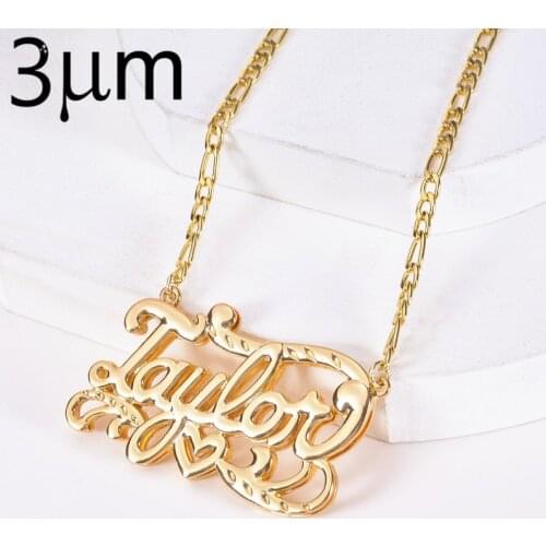 3UMeter Hip Hop Letter Necklace Name Crystal Double Plated Name Necklace Heart Star Custom Carving Batch Flowers for Name Gifts