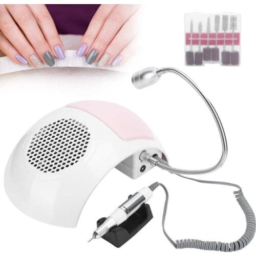 3 in 1 Nail Drill Polishing Machine Nail Dust Collector LED Lamp Light Manicure Tool Nail Art Drilling Grinding Polisher Device