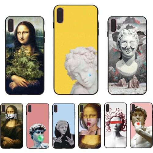 Alternative statue art Pattern Soft silicone Half-wrapped Transparent Phone Cell Case for iPhone7 8 6 6Splus X Xs Xr XsMax Cover