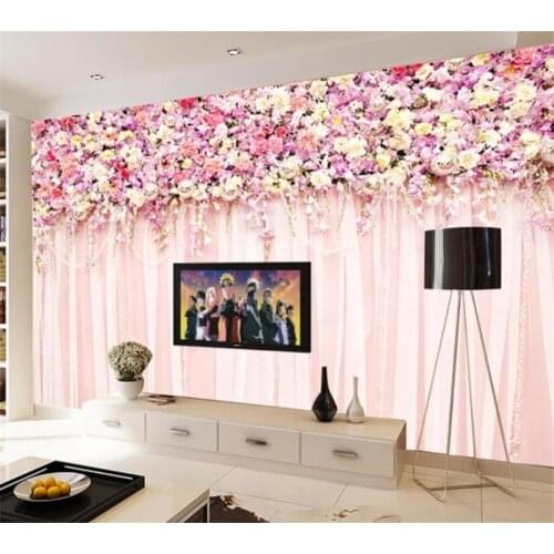 Beibehang Custom wallpaper 3D photo mural warm pink flower rose TV background wall papers home decor wallpaper papel de parede