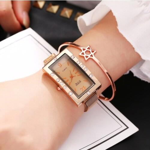 Women Rectangle Case Shape Watch Luxury Ladies Magnet Buckle Strap Quartz Wristwatches Gift Clock Reloj Mujer