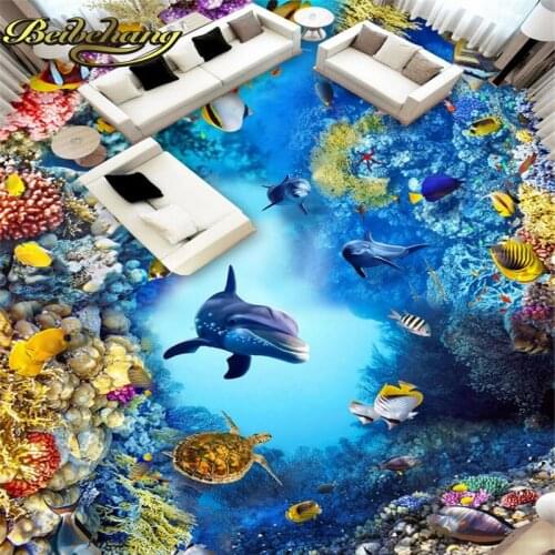 Beibehang Custom Dolphin Underwater World Ocean Photo Wallpaper Landscape livingroom Bedroom Mural mural wall paper wall sticker