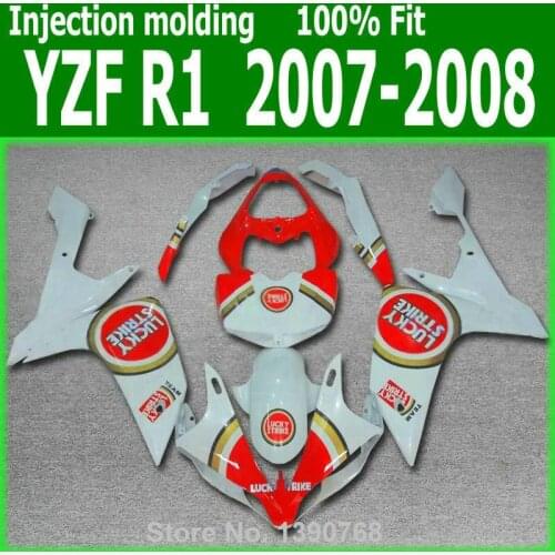 Red Fairings For YAMAHA YZF R1 07 08 ( Lucky sticker ) 2007 2008 Fairing kit CQ92