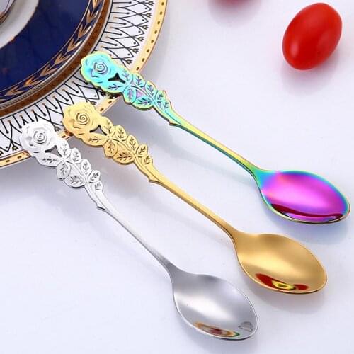 Creative Stainless Steel Spoon Coffee Spoon Round Head Spoon Ice Cream Dessert Teaspoon Kitchen Accessories Tableware Decoration