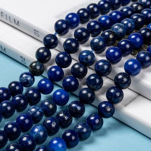 4mm 6mm 8mm 10mm 12mm 14mm 5 Strands Jewelry Beads Dyed Natural Lapis Lazuli Round Bead Strands Blue