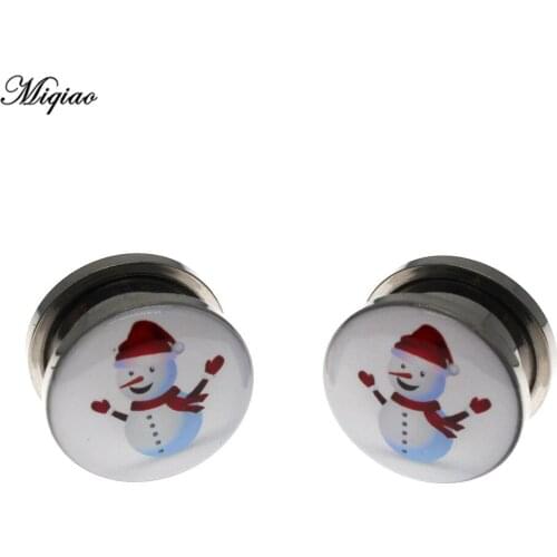 Miqiao 2pcs New Product Cute Snowman Ear Expander Stainless Steel Ear Expander Fine 4mm-25mm Human Body Beauty Piercing Jewelry