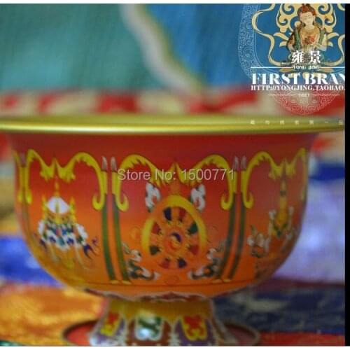 Tibetan Buddhism water bowl Buddha for the first eight / painted eight auspicious for cup / Tantric Buddhist supplies water bowl