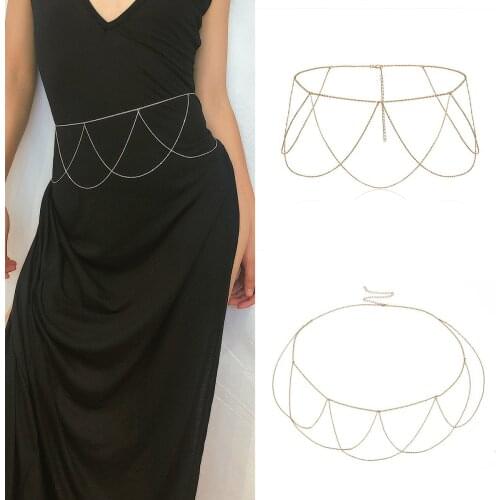 Fashion trendy multilayer belly chain waist chain