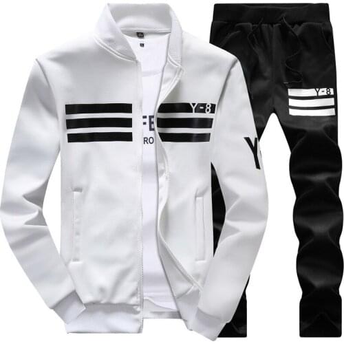 Mens Tracksuits Fashion Sportswear Plus Size Striped Spring Autumn Jogger Sporting Suit Men SweatSuits Tracksuits Set M-8XL