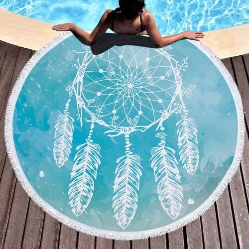 Mylb Dreamcatcher Tassel Mandala Tapestry Bohemian Round Beach Towel Toalla Sunblock Blanket 150cm Yoga Mat