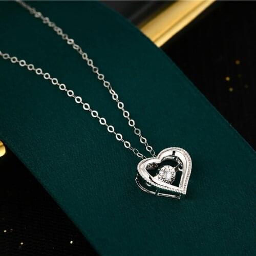 NYMPH Genuine 18K Gold Diamond Pendant Necklace With Pure AU750 Chain for Women Classic Heart Wedding Fine Jewelry X535