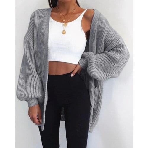 Autumn Cardigan Sweater Women Fashion Solid Knitting Sweaters Female Causal Plus Size V-Neck Streetwear Jumper Jacket Coat 2020