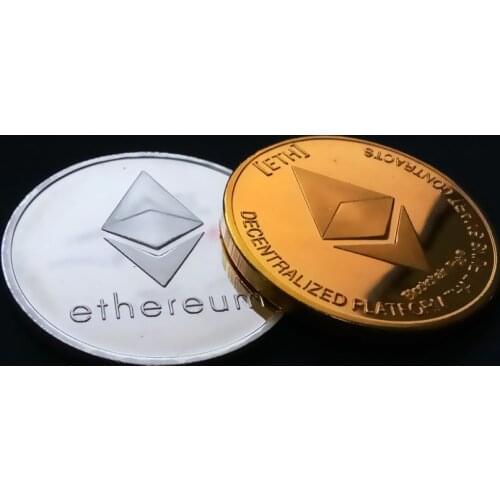 Silver/Gold Plated Ethereum Coin commemorative Coin Litecoin Art Collection Gift Physical Antique Imitation Home Decoration