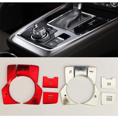 Right Hand Drive handbrake parking brake AUTO HOLD & Multimedia button cover frame trim sticker For Mazda 3 CX-3 CX-4 CX-5 CX-8