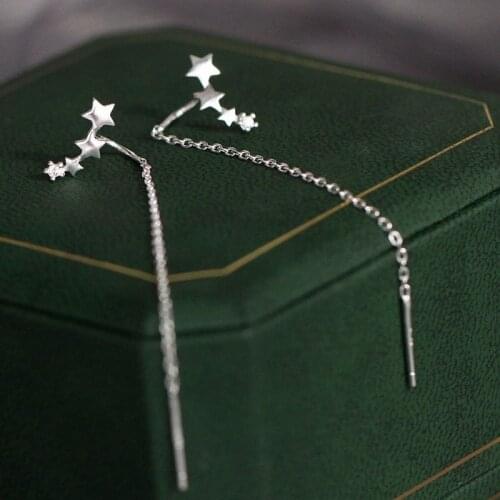 Simple Fashion Small Star Stud Earrings Crystal Zircon Stone Wedding Earrings Real 925 Sterling Silver Gold Earrings For Women