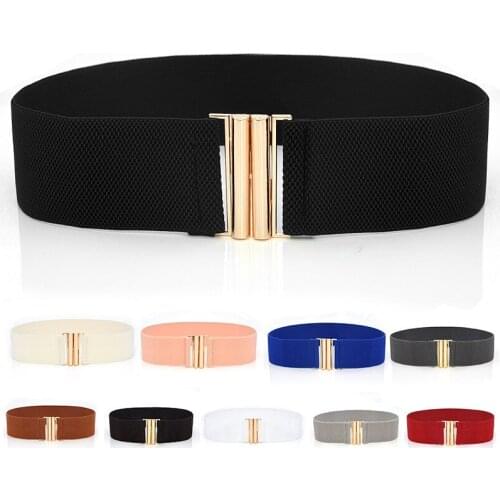 Wide Waist Seal Elastic Stretch Belt Wild Womens Wide Woman Buttons Metal Femme Belt Multi-color Wide Belt Ceinture Belt