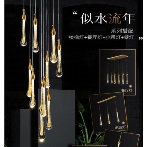 Nordic LED Luxury Crystal Chandeliers Water Drop Lamps Bedroom Bedside Modern Simple Bar Decorative Chandelier Lighting