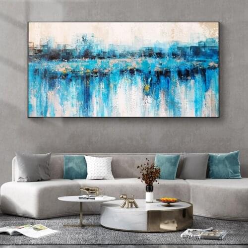 Hand-painted oil painting landscape decorative painting modern minimalist background wall large light luxury hanging painting