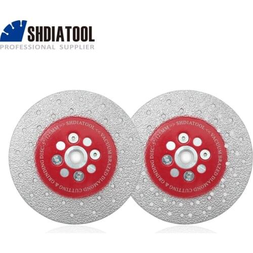 SHDIATOOL 2pcs M14 Thread Dia 5inch/125mm Double Sided Vacuum Brazed Diamond Cutting & Grinding Disc Premium Quality Saw blade