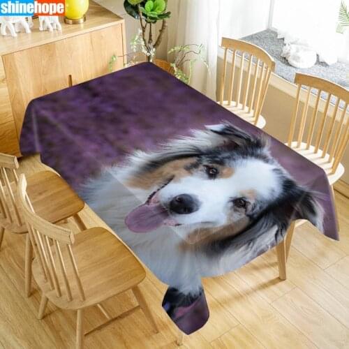 Animal Tablecloth Dog Australian Shepherd Table Cloth Dustproof Washable Cloth Rectangular Table Cover for Home table Decor