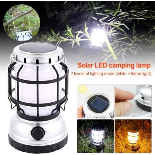 Outdoor Solar Power Camping Tent Lamp LED Emergency USB Rechargeable Lantern Work lamp for Fishing Hiking