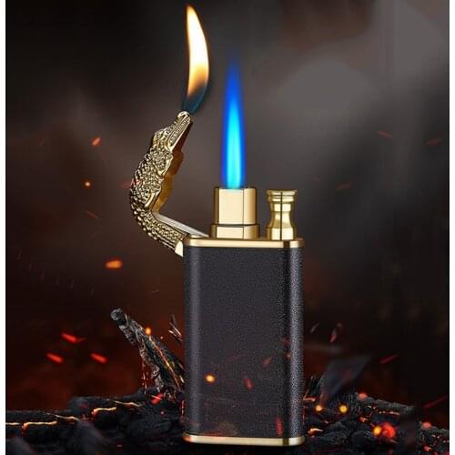 Creative Metal Torch Lighter Windproof 2 Flame Cigarette Lighter Inflatable Gas Butane Jet Turbo Smocking Accessorie Encendedor