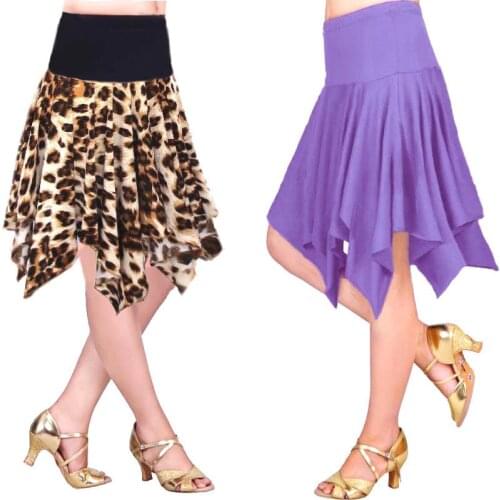 Woman Latin Dance Skirt Dresses Latin Dance Costume Bottoms Women Asymmetric Skirt Polyester No Waistband Spandex Female Loose