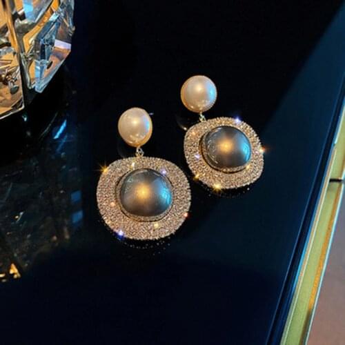 Luxury Brand Clip Earrings For Women Crystal Big pearl Earring Wedding Jewelry Statement pendientes 2021