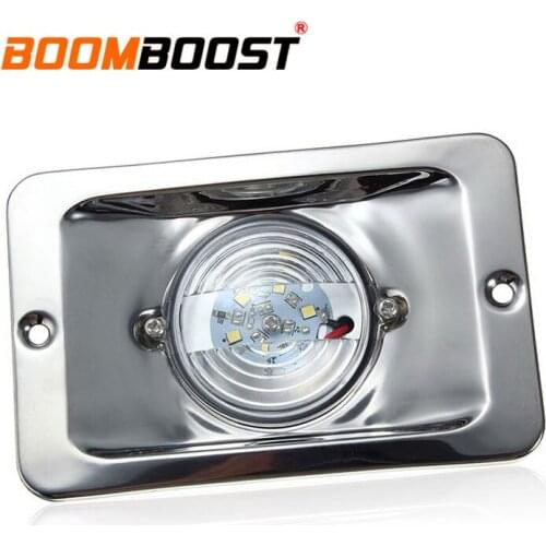 1 Pcs 12V Waterproof Stainless Steel Transom Ship Lights Navigation Lamp White LED Square Light for Marine Boat Ship