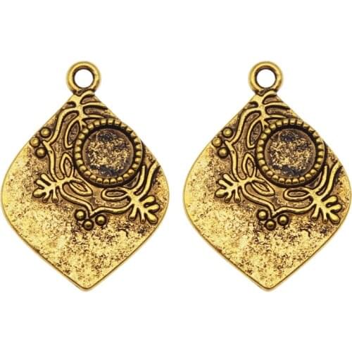 10pcs Gold Tree Leaves Charms Inner 6mm Cameo Alloy Vintage Earrings Necklace Jewelry Handmade Bracelet Charms Making DIY Craft