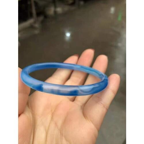 100% Natural blue Chalcedony Real jade bangle bracelets women bangle jade jewelry jadeite jade bangles bracelet for gift women