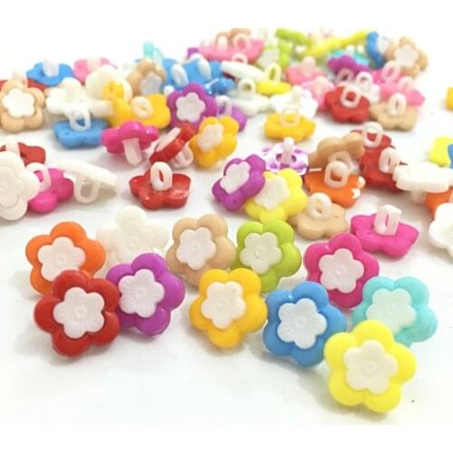 100PCS Mix colors plastic flower shape buttons 1 hole Sewing children Buttons 7NK186