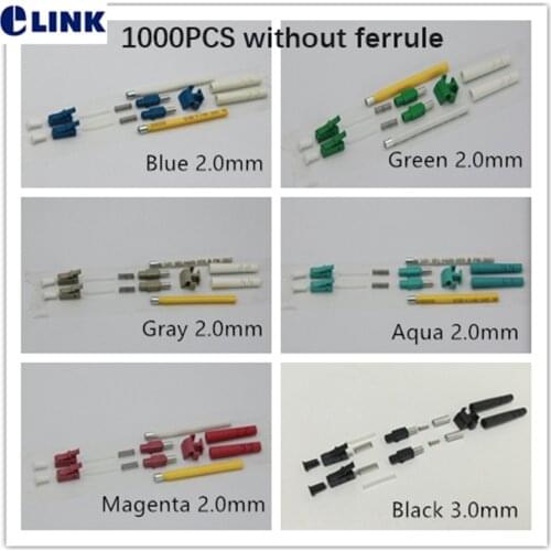 1000PCS LC DUPLEX fiber connector KITS without ferrule APC UPC SM MM OM3 OM4 3.0mm 2.0mm 0.9mm ftth SC connector accessories
