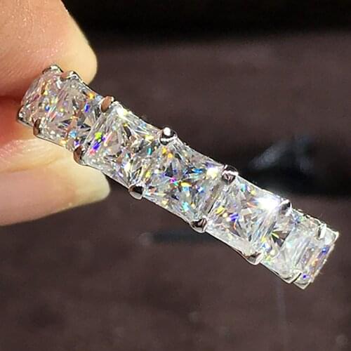 10K Au417 White Gold Women Ring Moissanite Diamonds Princess Square Wedding Party Engagement Anniversary Ring Trendy Romantic