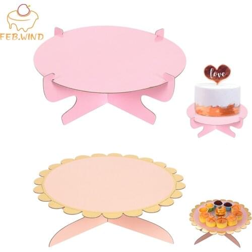 12 Inch Disposable Cardboard Cake Stand Round Pedestal Cake Stand for Parstry Blue/Pink/Purple Pretty Paper Cupcake Holder 206
