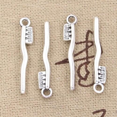 15pcs Charms Toothbrush 29x13mm Antique Making Pendant fit,Vintage Tibetan Bronze Silver color,DIY Handmade Jewelry