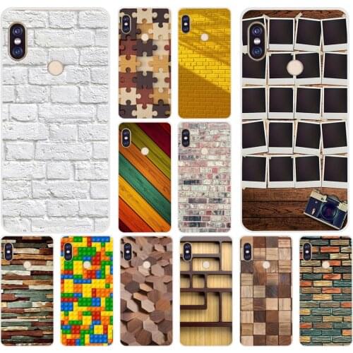 156H wooden wall colour blocking Soft Silicone Tpu Cover phone Case for xiaomi redmi 6 pro 5 plus note 6 pro 4 4x mi 8