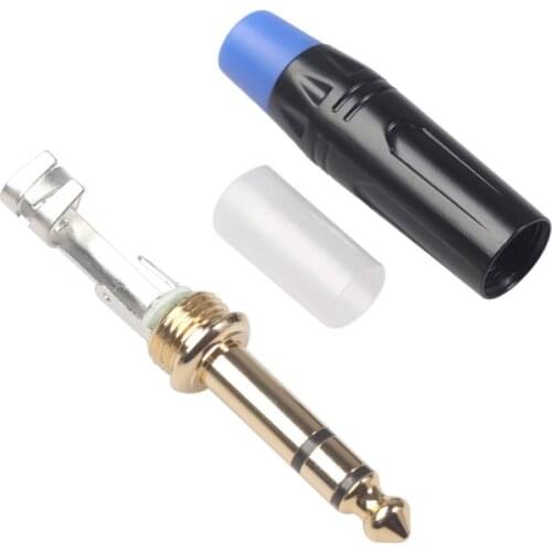 2Pcs 6.35mm Gold Plated Plug Connector Stereo Video Adapter for Cable Accs