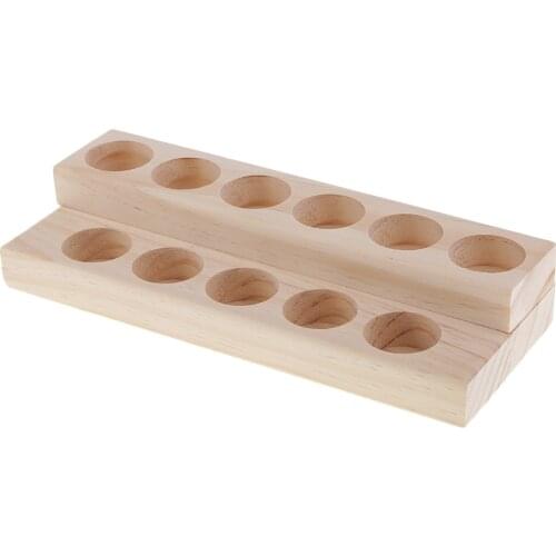2 Tiers Wooden Essential Oil Displaying Storage Organizer Rack Holder Stand - 11